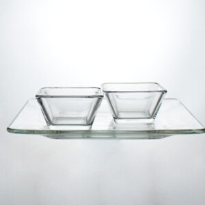 Juego Plato + 4 Mini Tazones Bowl Vidrio Tempo