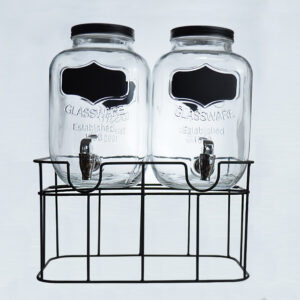 Dispensador de Bebida Doble Vitrolero Vidrio (5Lts cada uno)